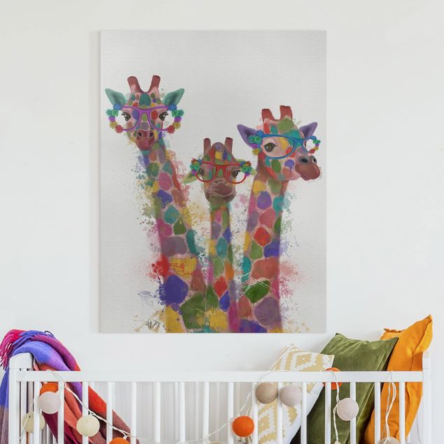 Telas decorativas girafas Rainbow Splash Giraffe Trio