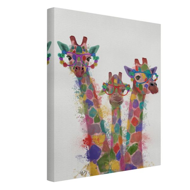 Telas decorativas animais Rainbow Splash Giraffe Trio