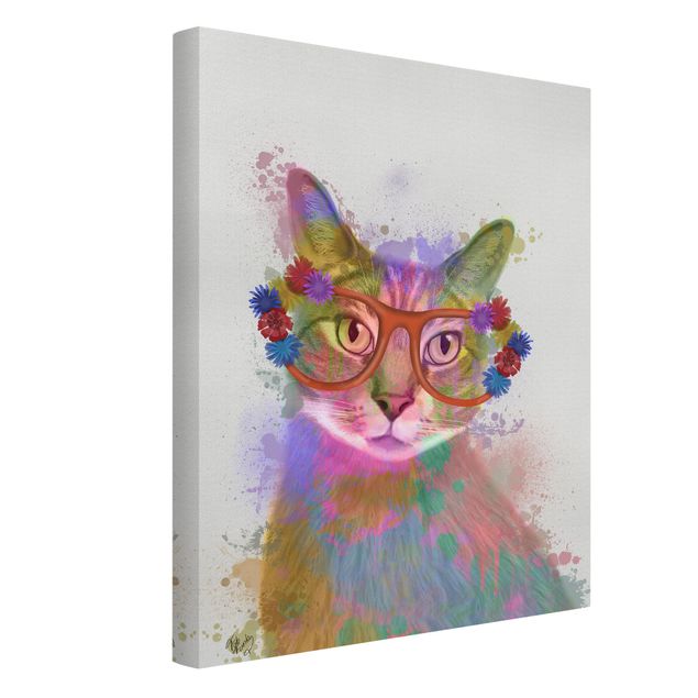 Telas decorativas animais Rainbow Splash Cat