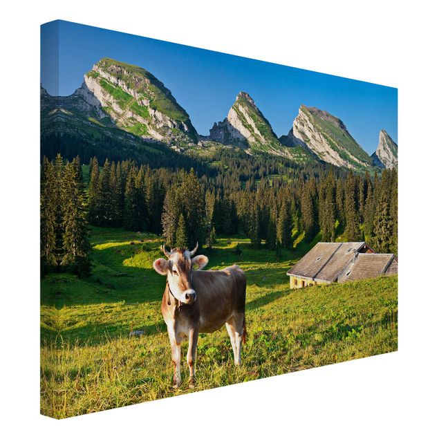 quadro com árvore Swiss Alpine Meadow With Cow