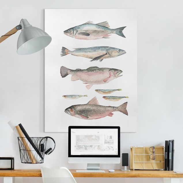 decoraçao para parede de cozinha Seven Fish In Watercolour I