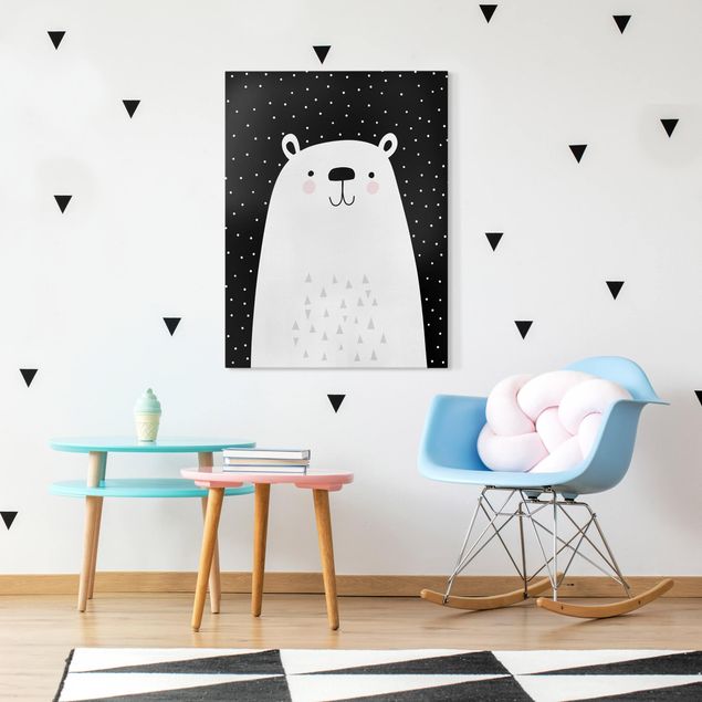 Telas decorativas em preto e branco Zoo With Patterns - Polar Bear