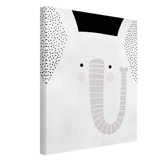 Telas decorativas em preto e branco Zoo With Patterns - Elephant