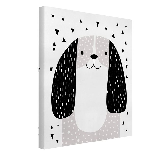 Telas decorativas em preto e branco Zoo With Patterns - Dog