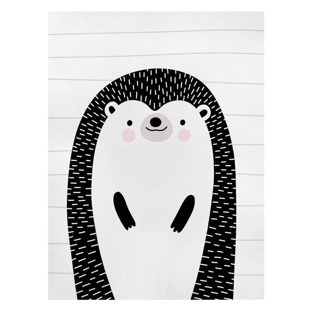 quadros preto e branco para decoração Zoo With Patterns - Hedgehog