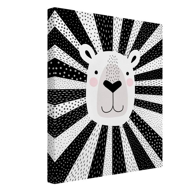 Telas decorativas em preto e branco Zoo With Patterns - Lion