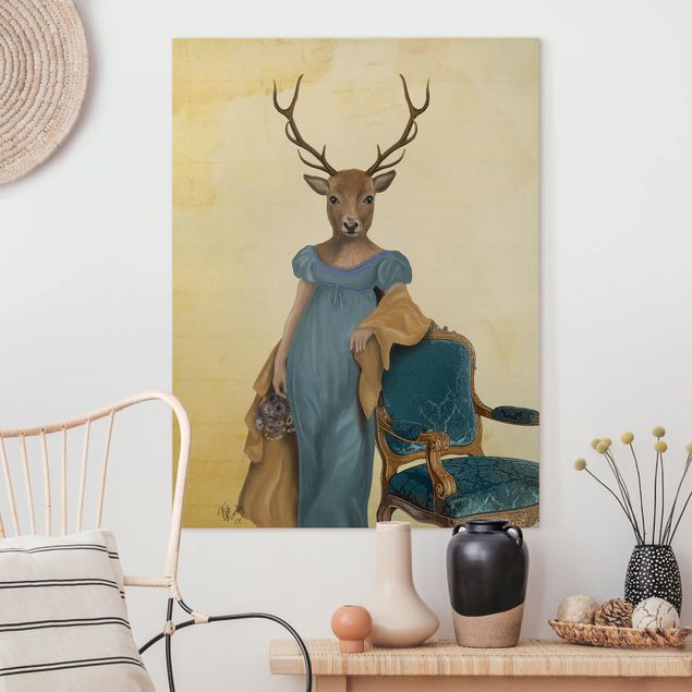 Quadros veados Animal Portrait - Deer Lady