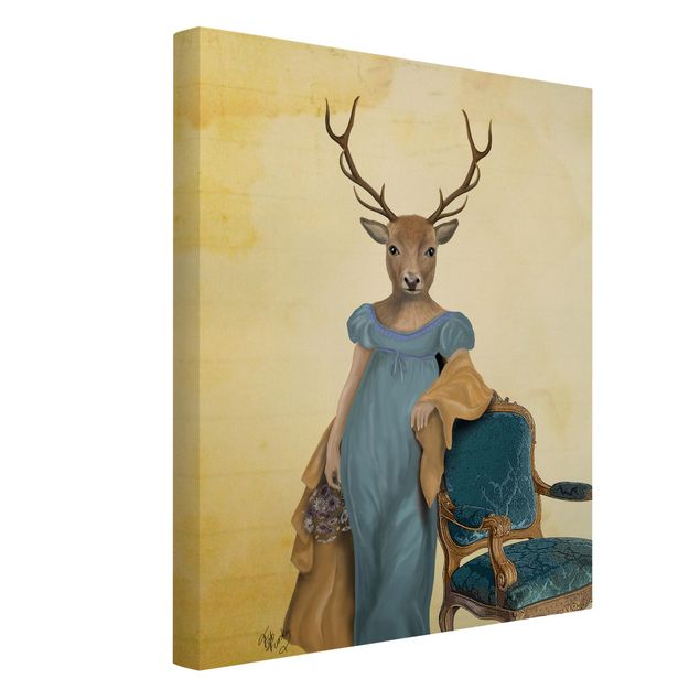 Telas decorativas animais Animal Portrait - Deer Lady