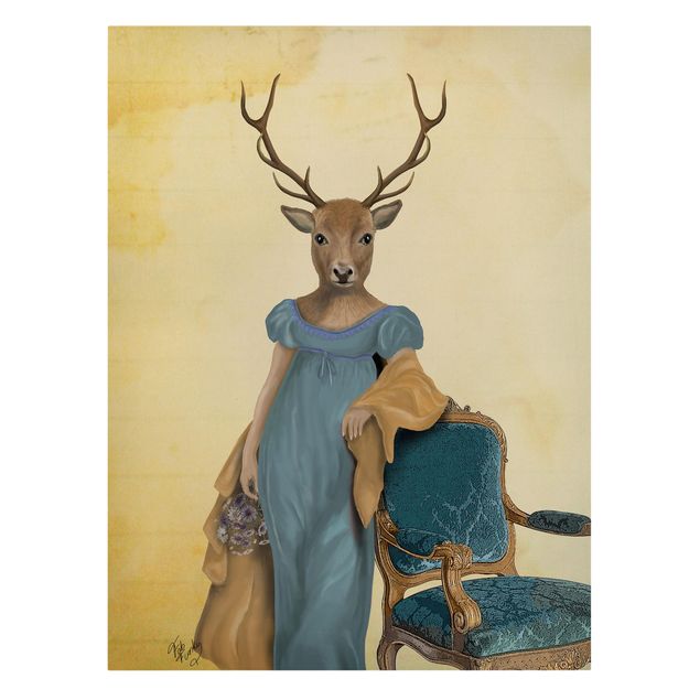 quadros decorativos para sala modernos Animal Portrait - Deer Lady