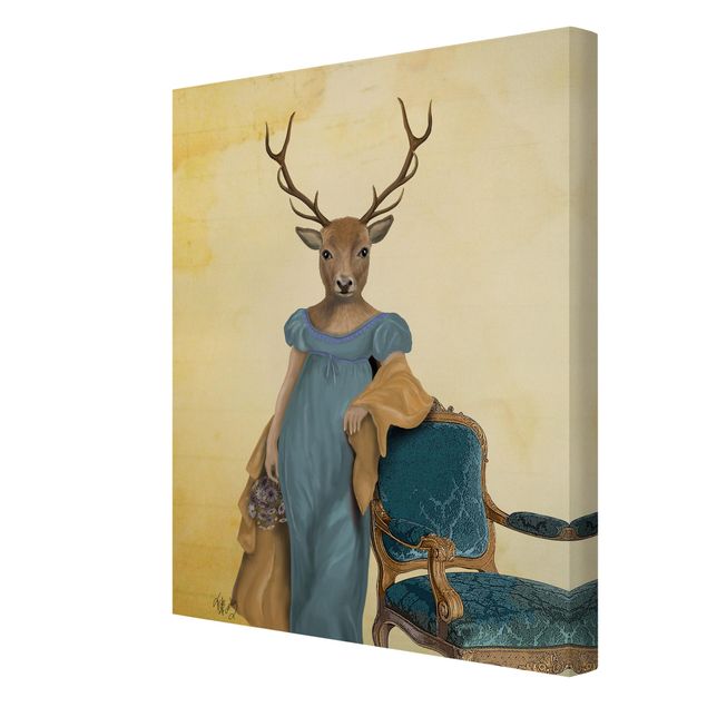 Quadros em amarelo Animal Portrait - Deer Lady