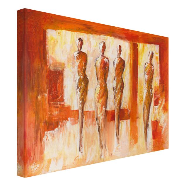 tela abstrata para sala Four Figures In Orange