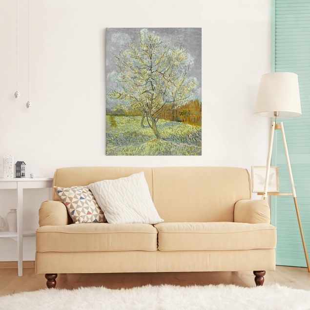 Quadros movimento artístico Pontilhismo Vincent van Gogh - Flowering Peach Tree