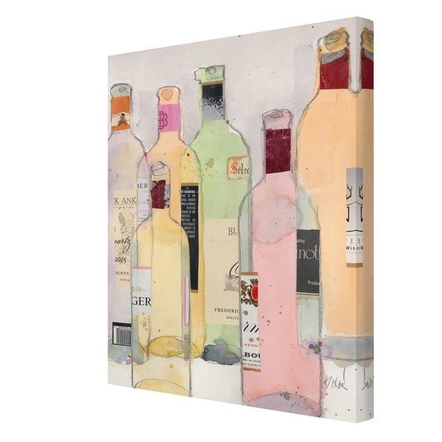 Telas decorativas Wine Bottles In Watercolour I