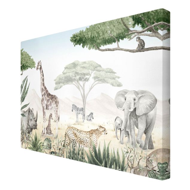 Telas decorativas girafas Majestic animal world of the savannah