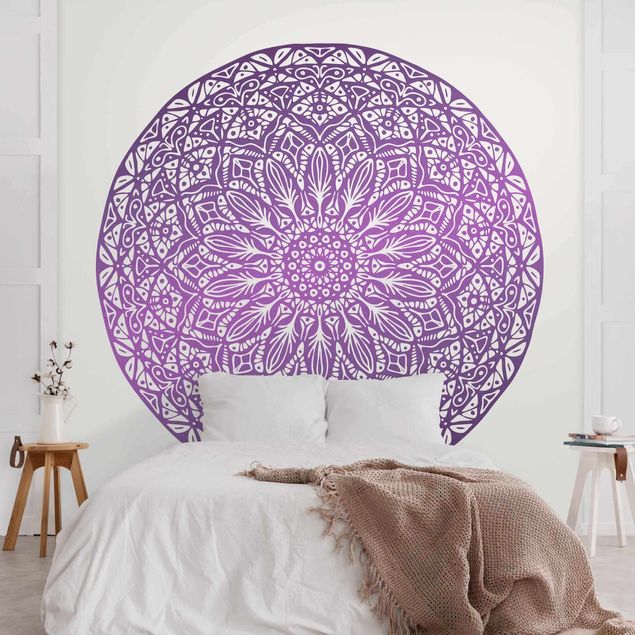 papel de parede moderno Mandala Ornament In Purple