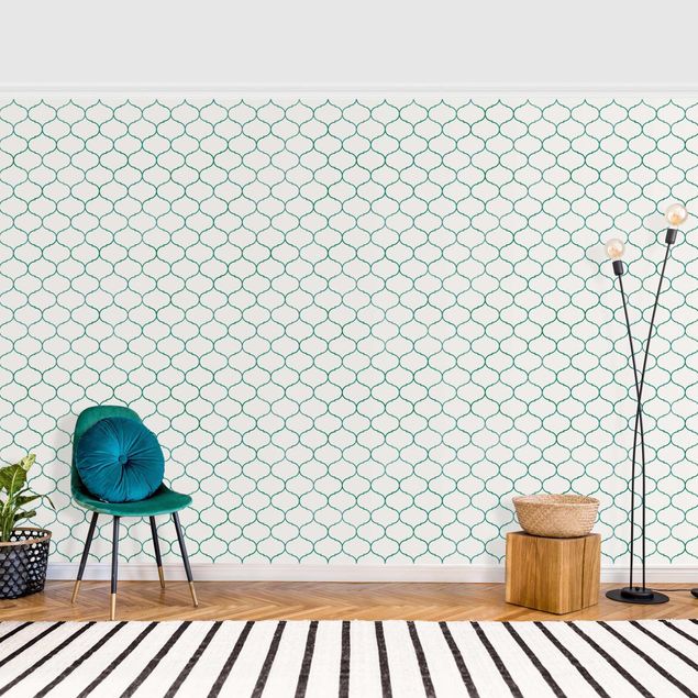 decoraçao para parede de cozinha Moroccan Watercolour Line Pattern