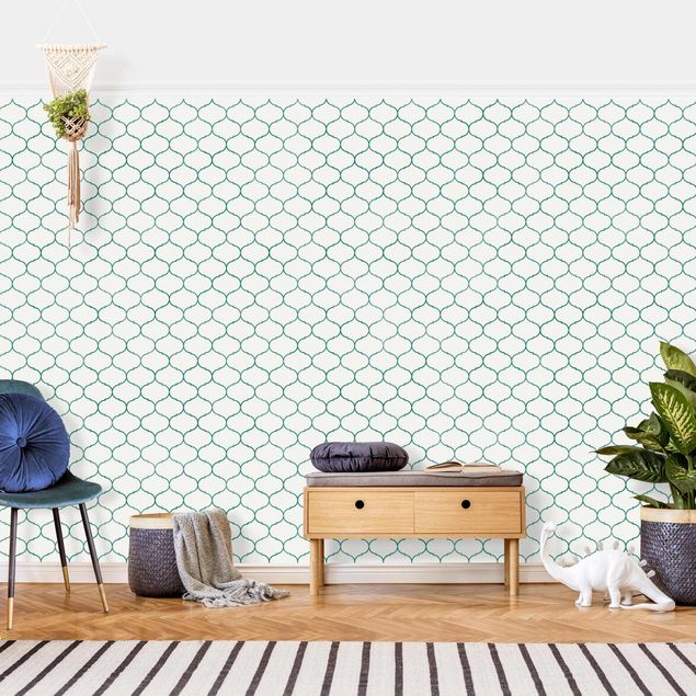 papel de parede para quarto de casal moderno Moroccan Watercolour Line Pattern