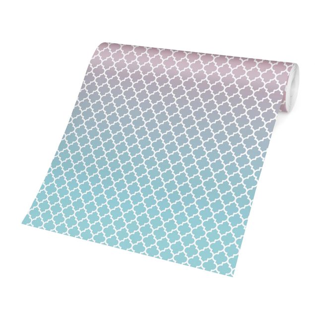 Papel de parede rosa Moroccan Pattern With Gradient In Pink Blue