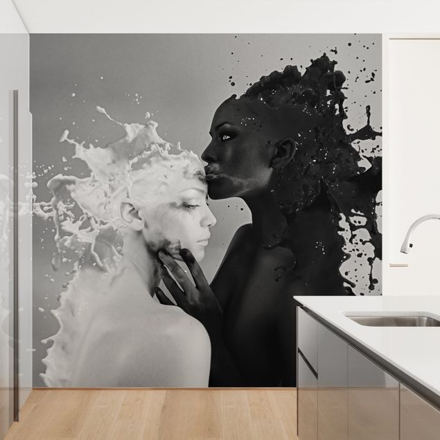 papel de parede moderno Milk & Coffee Kiss Black
