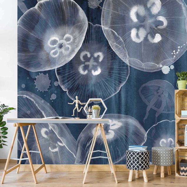 Papel de parede animais Moon Jellyfish II