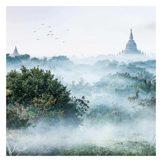 Mural de parede Morning Fog Over The Jungle Of Bagan