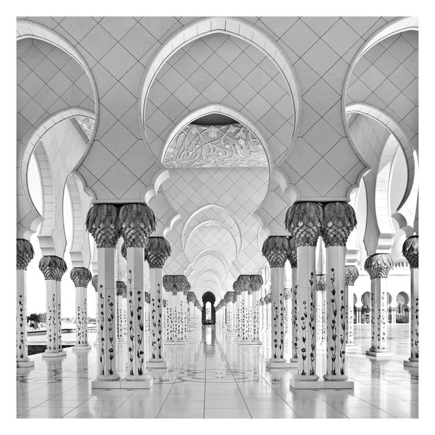 Mural de parede Mosque In Abu Dhabi Black And White