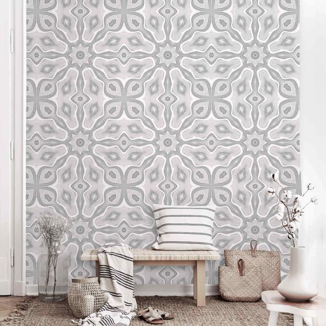 Papel de parede padrões Pattern In Gray And Silver With Stars
