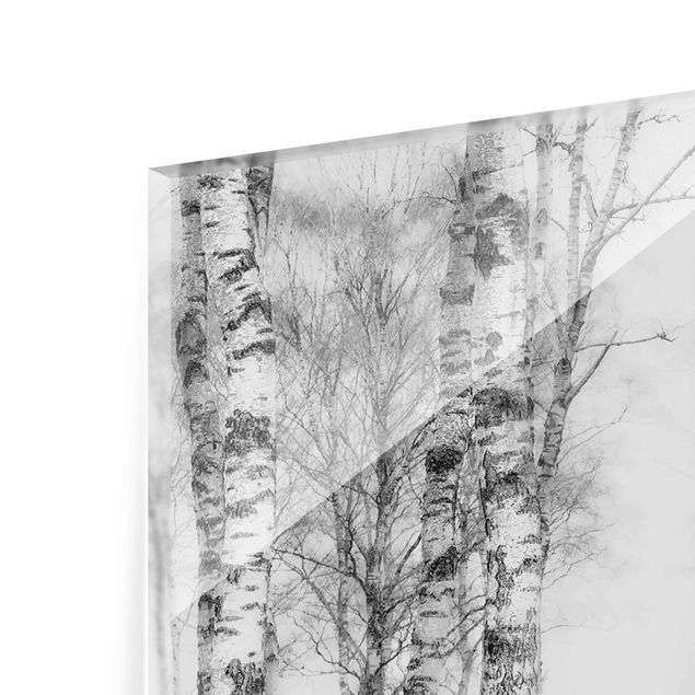 quadros em preto e branco Mystic Birch Forest Black And White