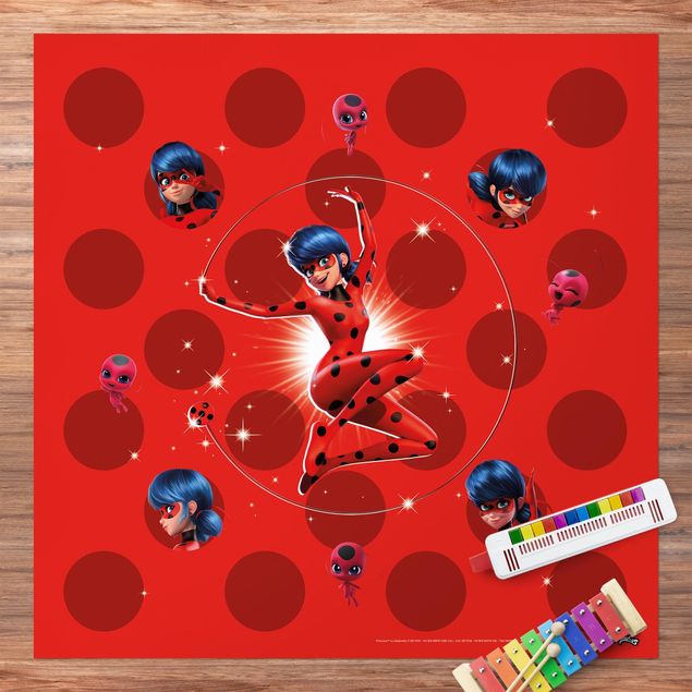 tapete para sala moderno Miraculous Ladybug On Red Dots