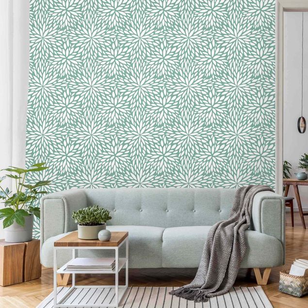 Papel de parede padrões Natural Pattern Flowers In Mint
