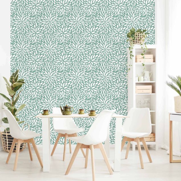 papel de parede moderno Natural Pattern Flowers In Mint