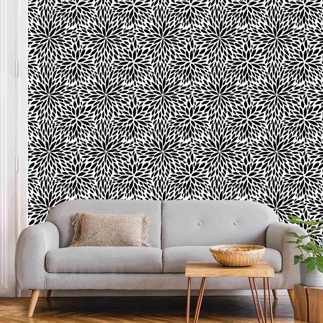 Papel de parede padrões Natural Pattern Flowers In Black