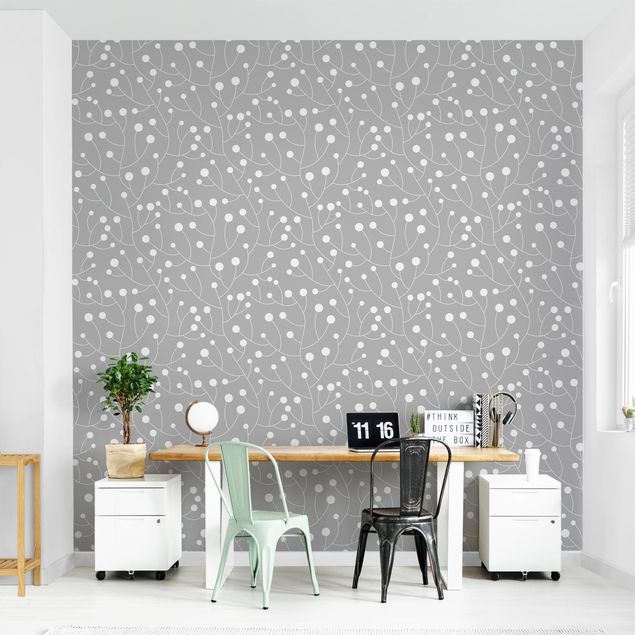 papel de parede para quarto de casal moderno Natural Pattern Growth With Dots On Gray