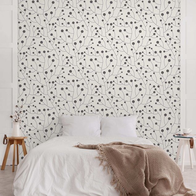 papel de parede para quarto de casal moderno Natural Pattern Growth With Dots Gray