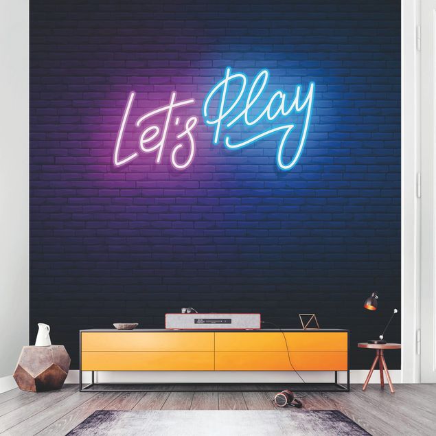 Mural de parede Neon Text Let's Play