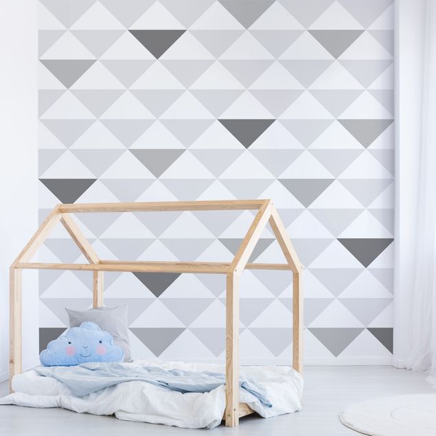 Papel de parede padrões No.YK66 Triangles Grey White Grey