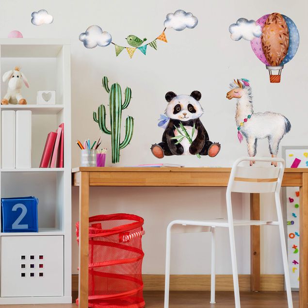Decoração para quarto infantil Panda and Lama Watercolor Set