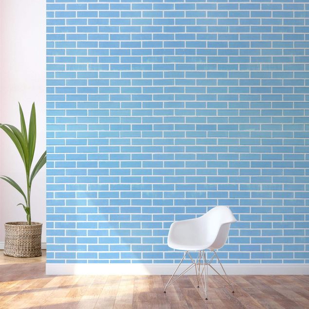 papel de parede para quarto de casal moderno Pastel Blue Brick Wall