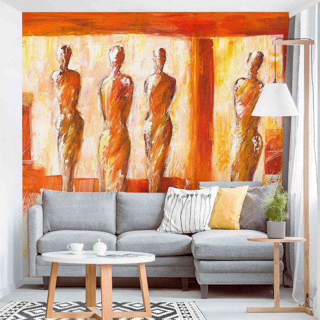 papel de parede moderno para sala Petra Schüßler - Four Figures In Orange