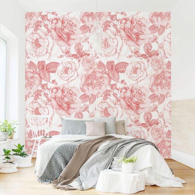 papel de paredes rosas Peony Pattern Pink