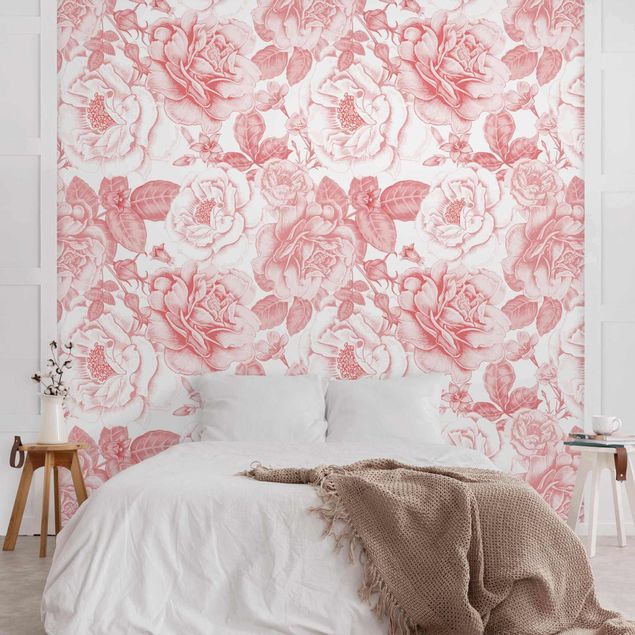 Papel de parede padrões Peony Pattern Pink