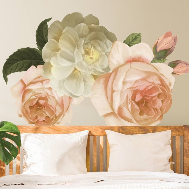 Autocolantes de parede flores Peach-colored rose bouquet