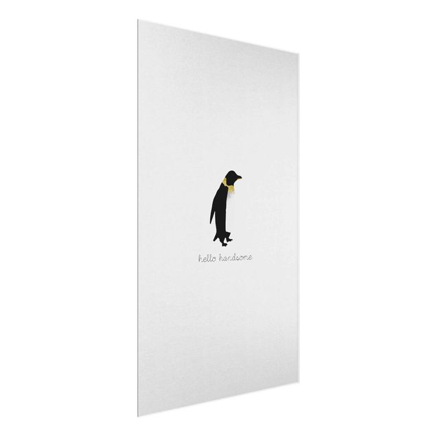 quadros em preto e branco Penguin Quote Hello Handsome