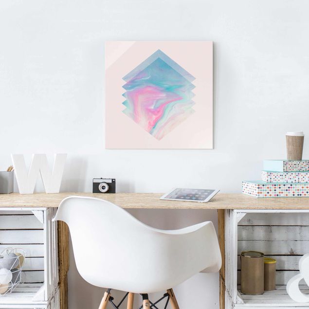 quadros abstratos para sala Pink Water Marble