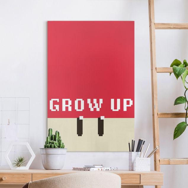 Telas decorativas frases Pixel Text Grow Up In Red