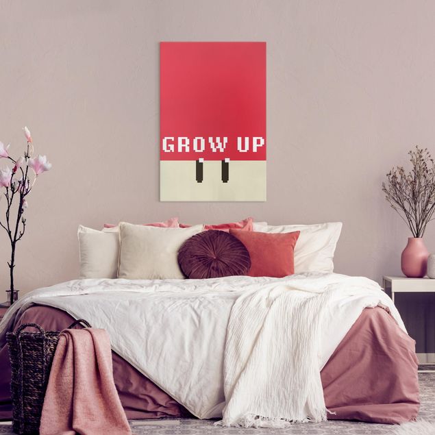 Quadros com frases Pixel Text Grow Up In Red