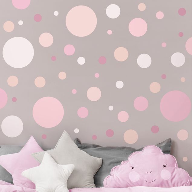 Autocolantes parede Points confetti pink set