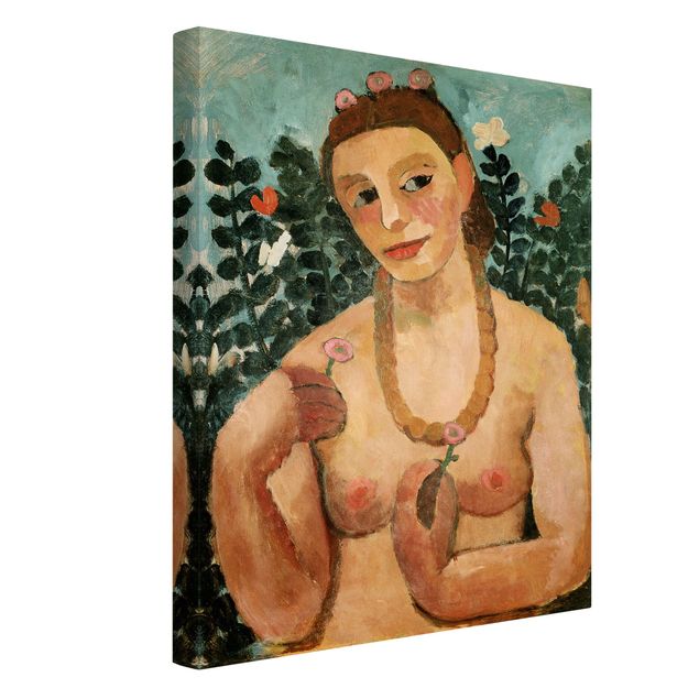 Telas decorativas réplicas de quadros famosos Paula Modersohn-Becker - Self Portrait with Amber Necklace