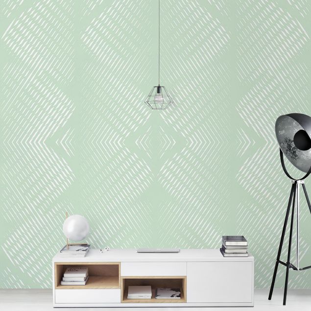 decoraçao para parede de cozinha Rhombic Pattern With Stripes In Mint Colour