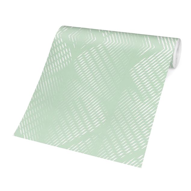 papel de parede para quarto de casal moderno Rhombic Pattern With Stripes In Mint Colour